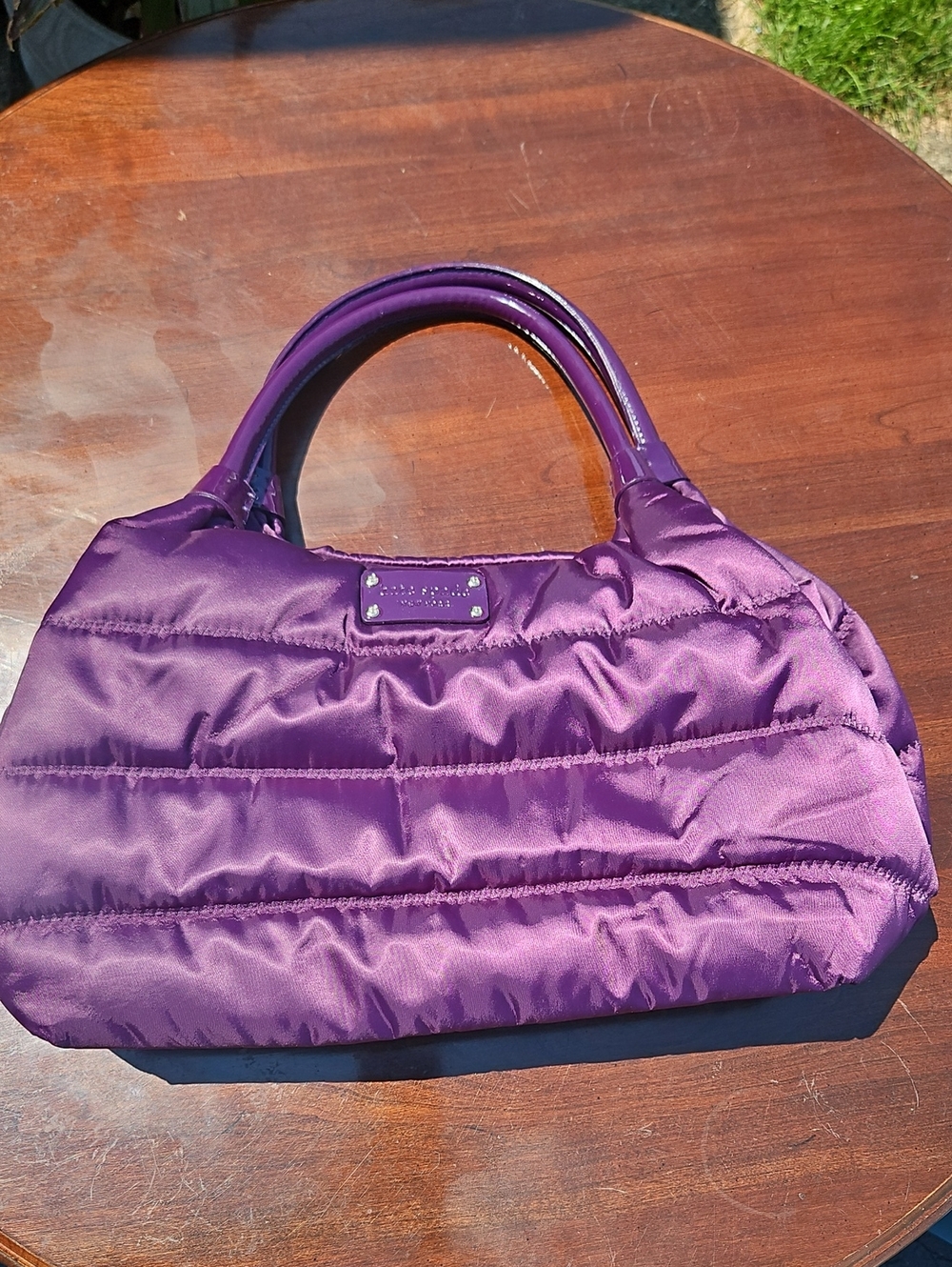 kate spade Purple Quilted Tote with Glossy Handles